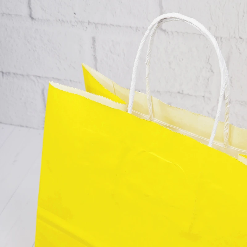 товар Бумажный крафт пакет с кручеными ручками, желтый, 260*150*350 мм, 80 г/м2 YKPK026